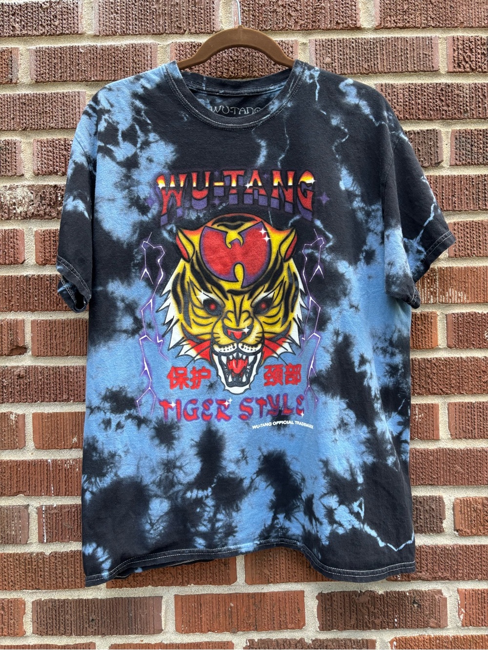 Wu-Tang Tiger Style T-Shirt Mens S-M Blue Tie-Dye Graphic Music Apparel